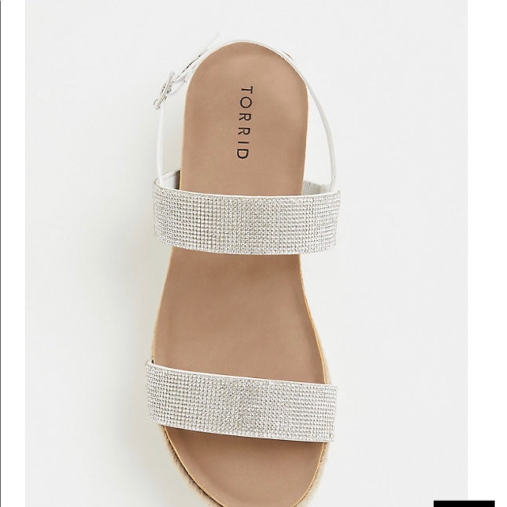 Brand new White Rhinestone Flatform size 13W